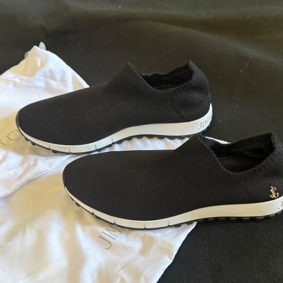 JIMMY CHOO Verona metallic stretch-knit slip-on sneakers - Picture 3 of 5